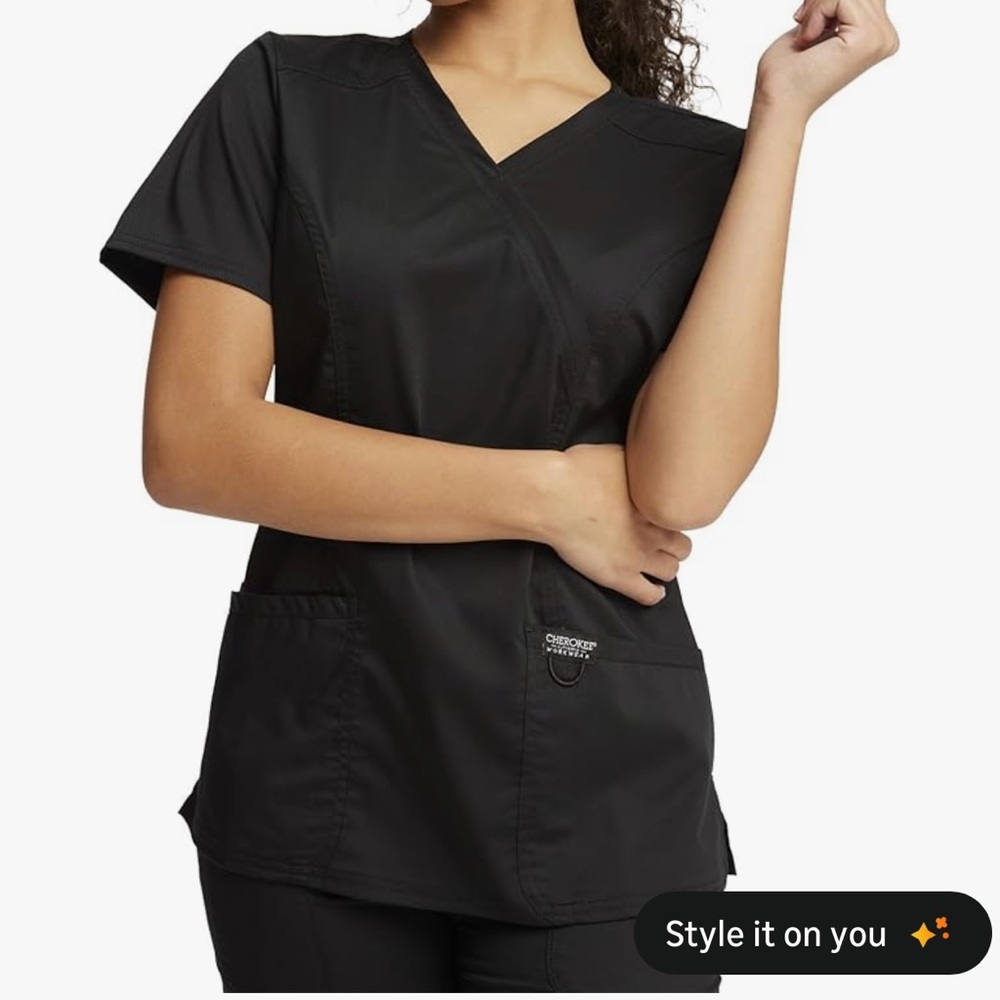 Cherokee Women's Classic Black V-Neck Scrub Top